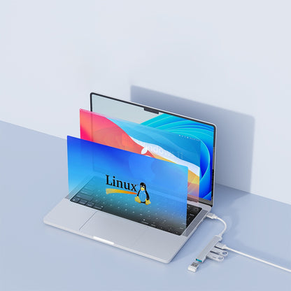 USB-hub Techsuit H19 PolarisBridge, 4in1, Grå Vit