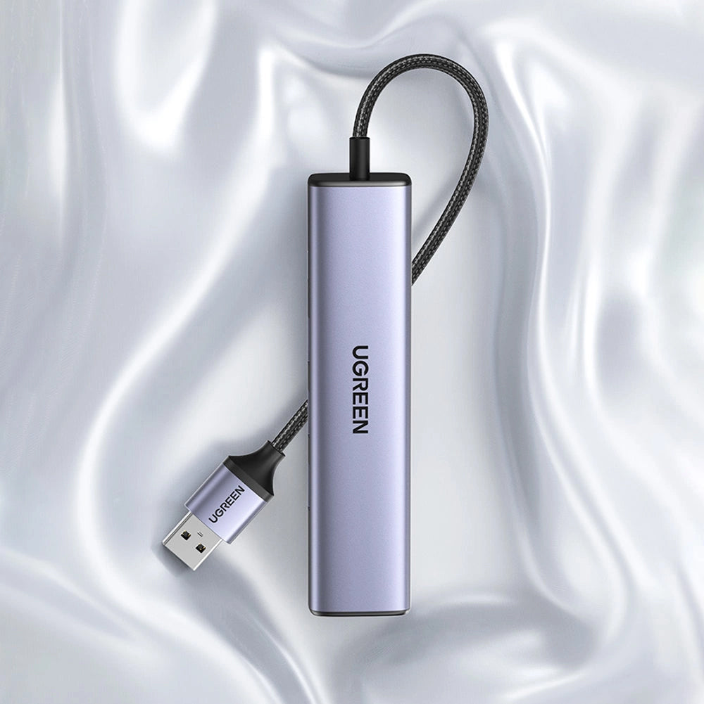USB-hub UGREEN CM475, 3 x USB-A 3.0 - 1 x USB-C - 1 x RJ45, Grå