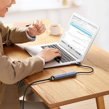 USB-hub UGREEN CM475, 3 x USB-A 3.0 - 1 x USB-C - 1 x RJ45, Grå
