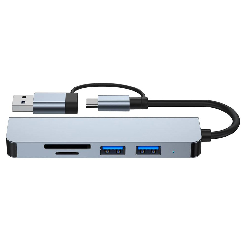 USB-hubb / USB-C Techsuit H7 DataBridge, 5-i-1, Grå