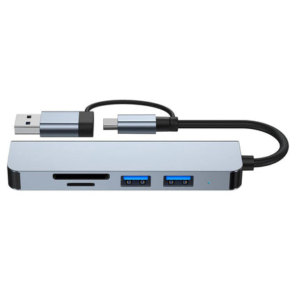 USB-hubb / USB-C Techsuit H7 DataBridge, 5-i-1, Grå