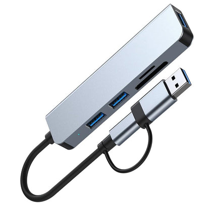 USB-hubb / USB-C Techsuit H7 DataBridge, 5-i-1, Grå