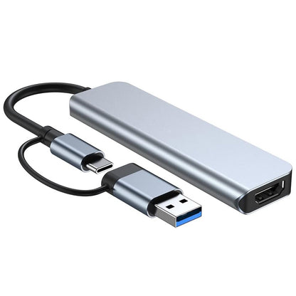USB-hubb / USB-C Techsuit H7 DataBridge, 5-i-1, Grå