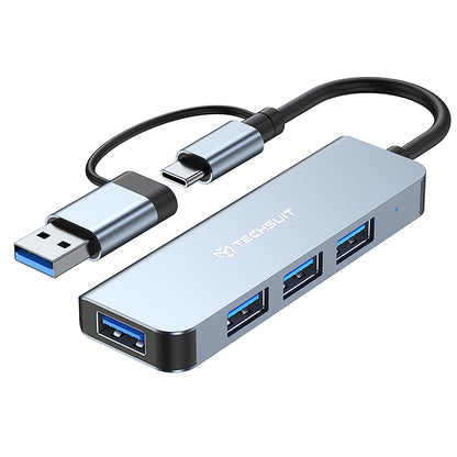 USB / USB-C-hubb Techsuit H8 DataBridge, 4in1, Grå