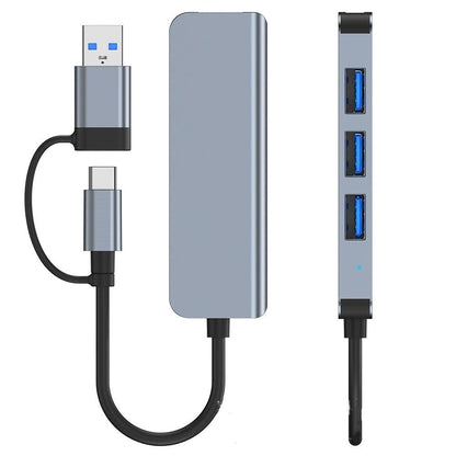 USB / USB-C-hubb Techsuit H8 DataBridge, 4in1, Grå