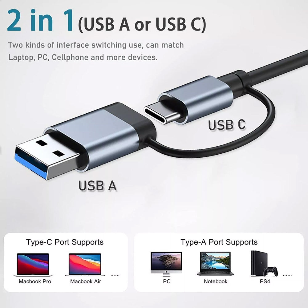 USB / USB-C-hubb Techsuit H8 DataBridge, 4in1, Grå