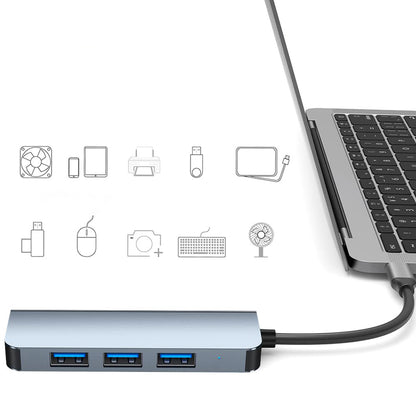 USB / USB-C-hubb Techsuit H8 DataBridge, 4in1, Grå