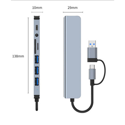 Hub USB / USB-C Techsuit H9 DataBridge, 8in1, Grå
