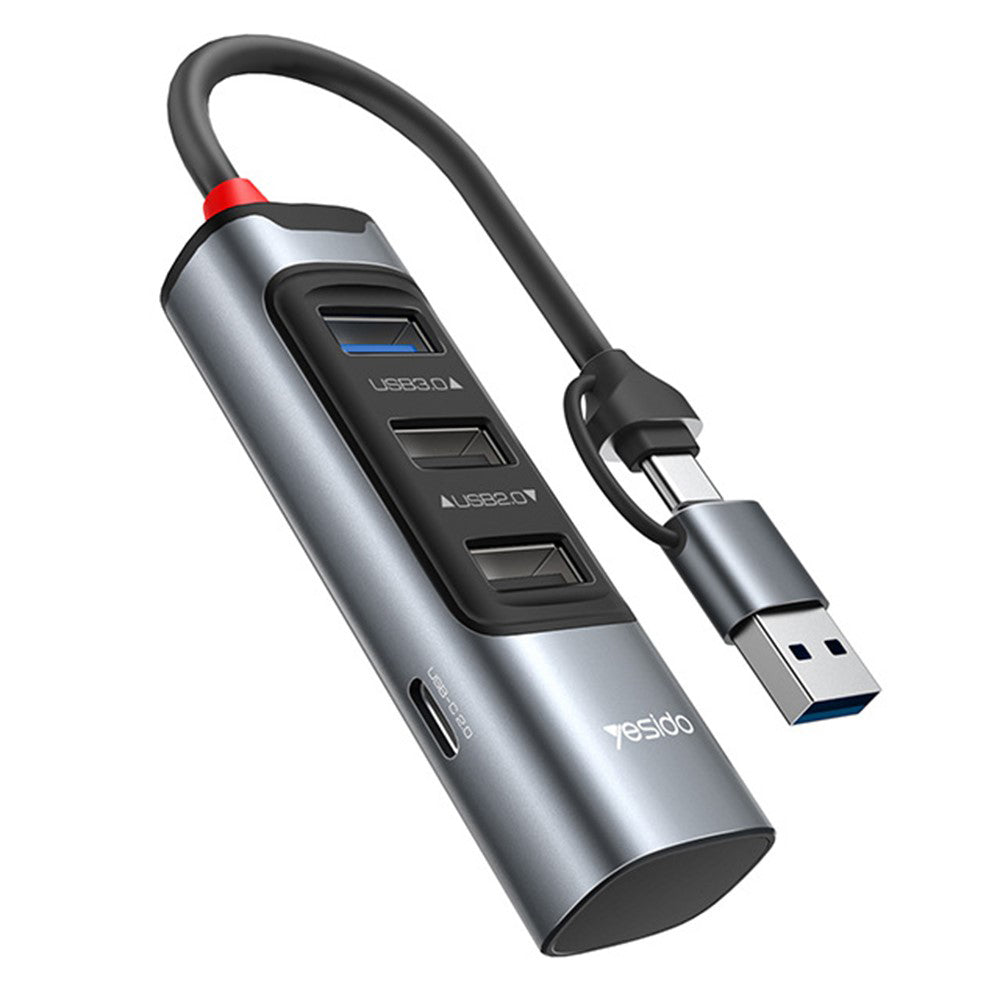 USB-hubb / USB-C Yesido HB19, 4in1, Grå