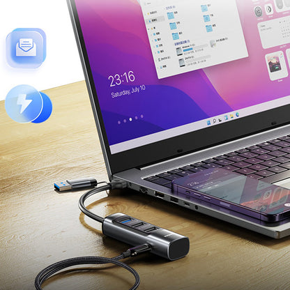 USB-hubb / USB-C Yesido HB19, 4in1, Grå