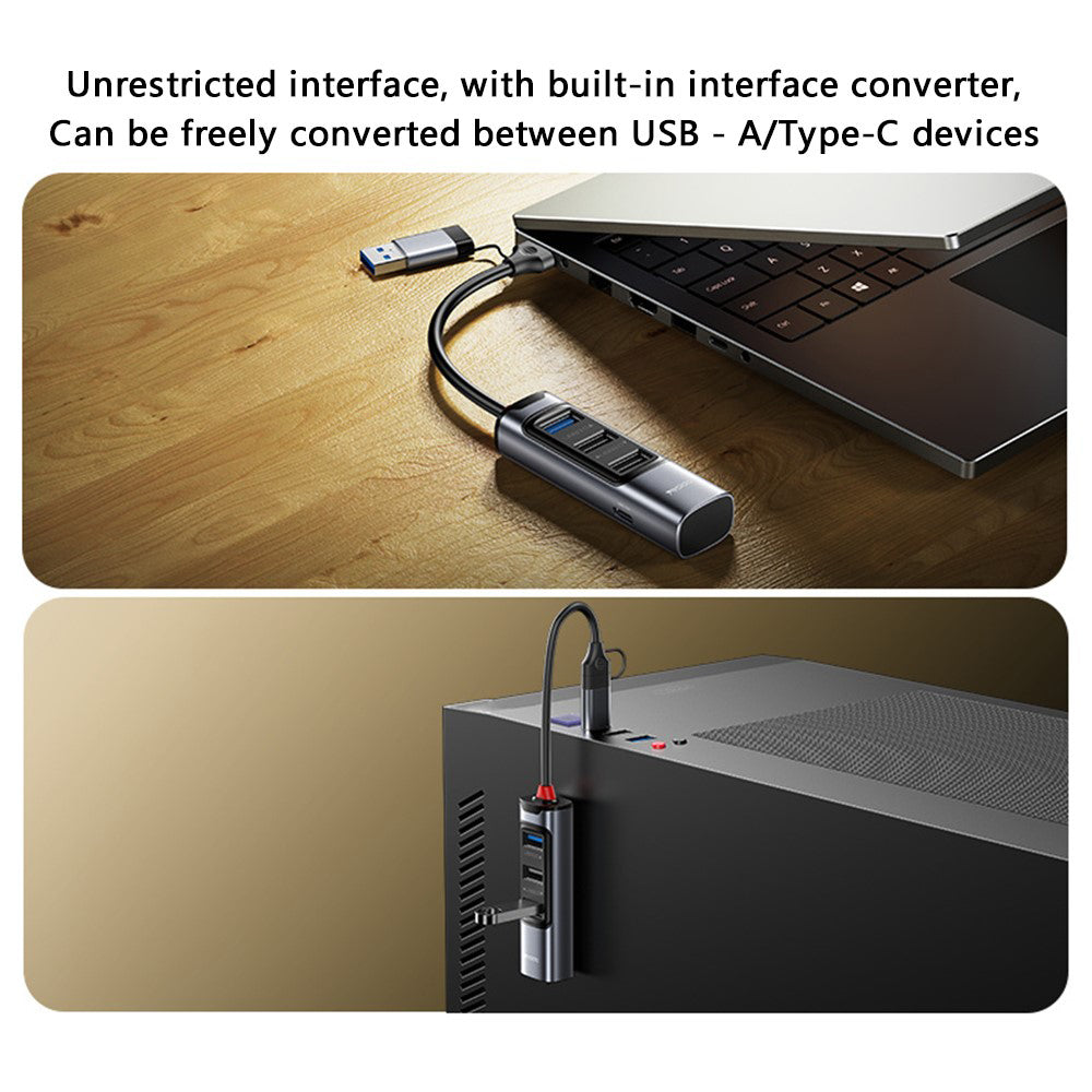 USB-hubb / USB-C Yesido HB19, 4in1, Grå