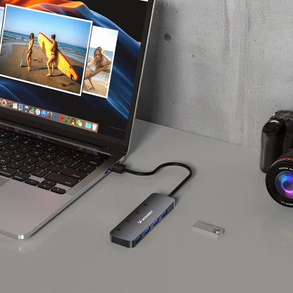 USB-hub WZK WHS080YSS, 4 x USB-A 3.0, Grå
