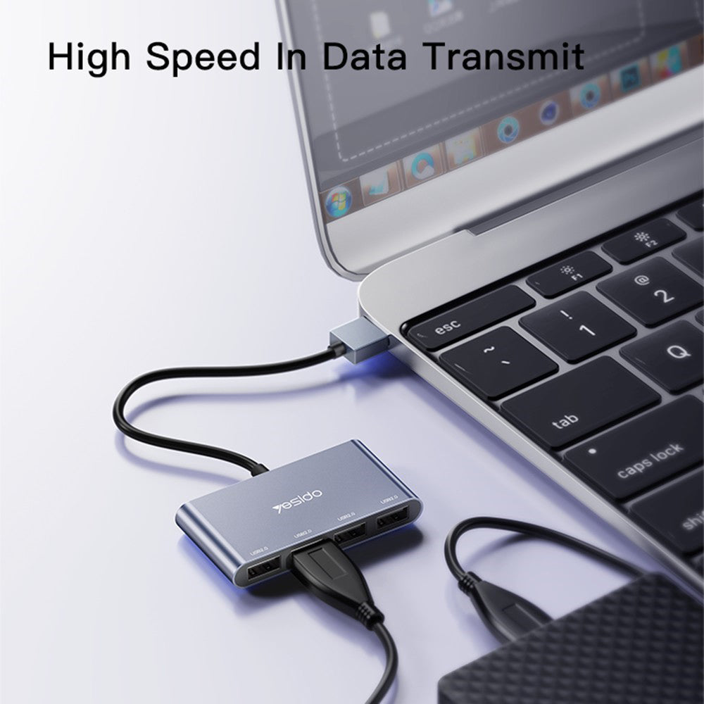 USB-hubb Yesido HB12, 4in1, Grå