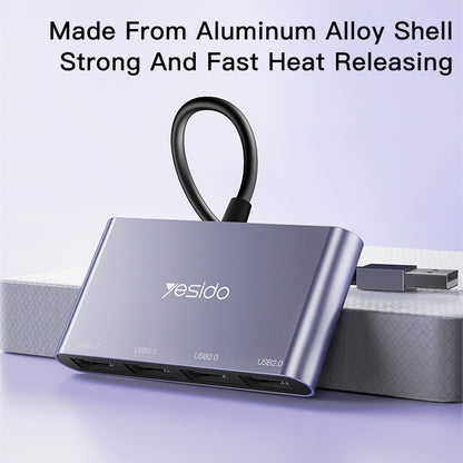 USB-hubb Yesido HB12, 4in1, Grå
