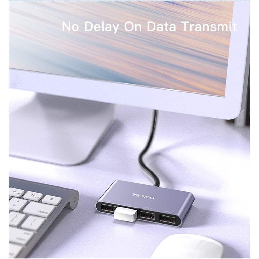 USB-hubb Yesido HB12, 4in1, Grå
