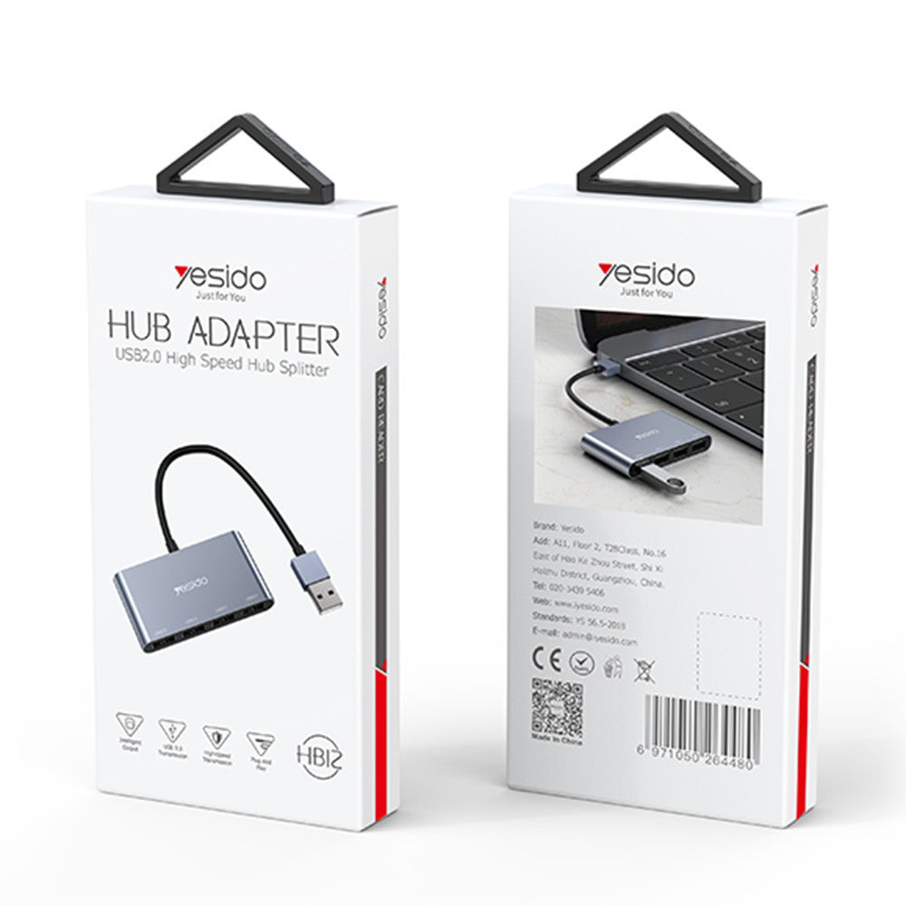 USB-hubb Yesido HB12, 4in1, Grå