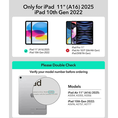 Fodral med Tangentbord för Apple iPad (2025) / (2022), ESR, Rebound, Grå