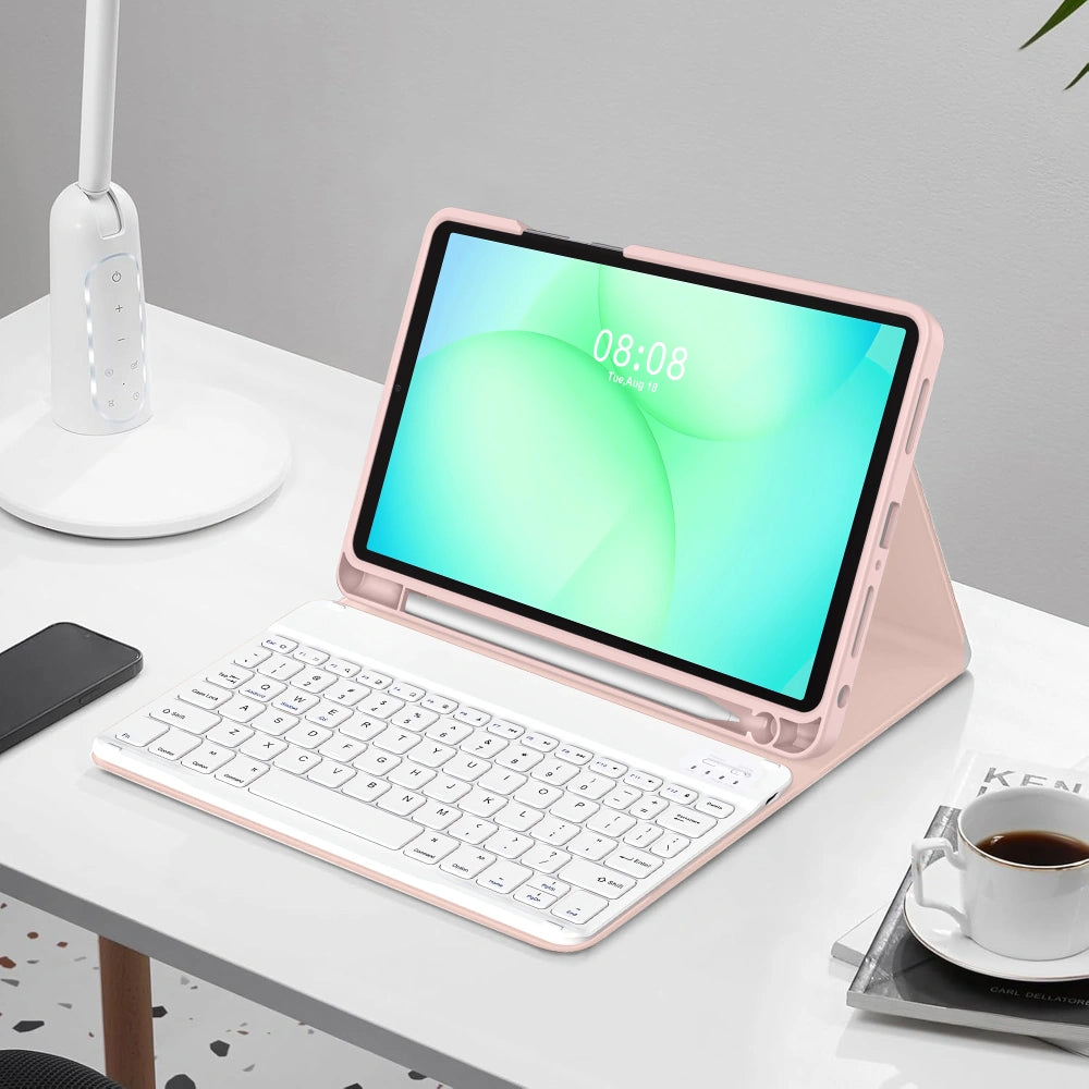 Fodral med tangentbord för Samsung Galaxy Tab A11+ / Tab A9+, Tech-Protect, SC PEN, Rosa