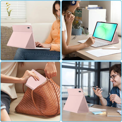 Fodral med tangentbord för Samsung Galaxy Tab A11+ / Tab A9+, Tech-Protect, SC PEN, Rosa