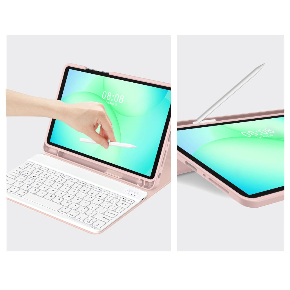 Fodral med tangentbord för Samsung Galaxy Tab A11+ / Tab A9+, Tech-Protect, SC PEN, Rosa