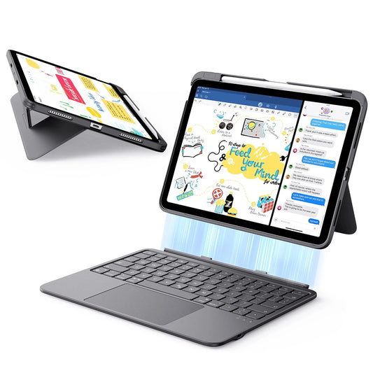 Fodral med tangentbord för Apple iPad (2025) / (2022), ESR, Flex, Grå