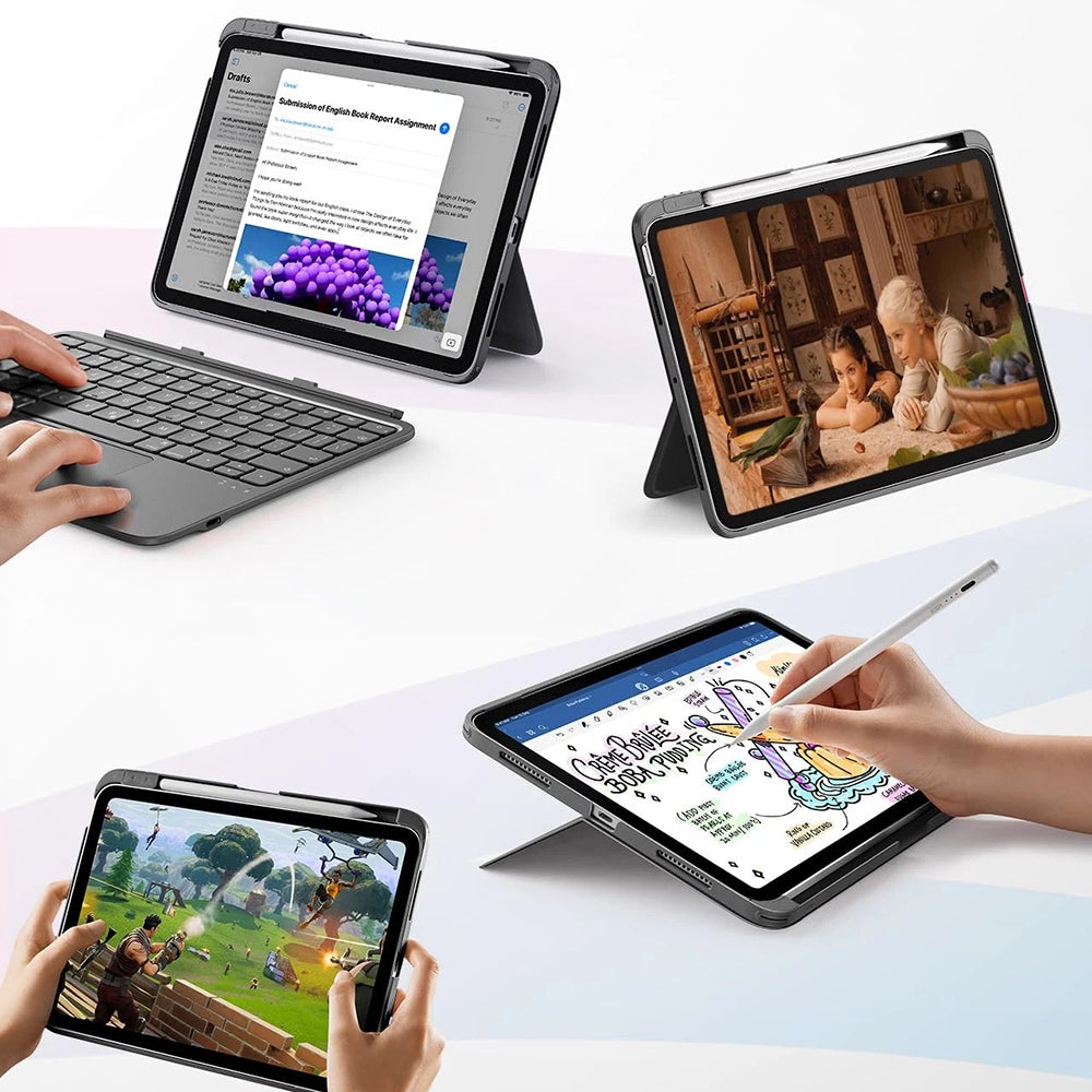 Fodral med tangentbord för Apple iPad (2025) / (2022), ESR, Flex, Grå