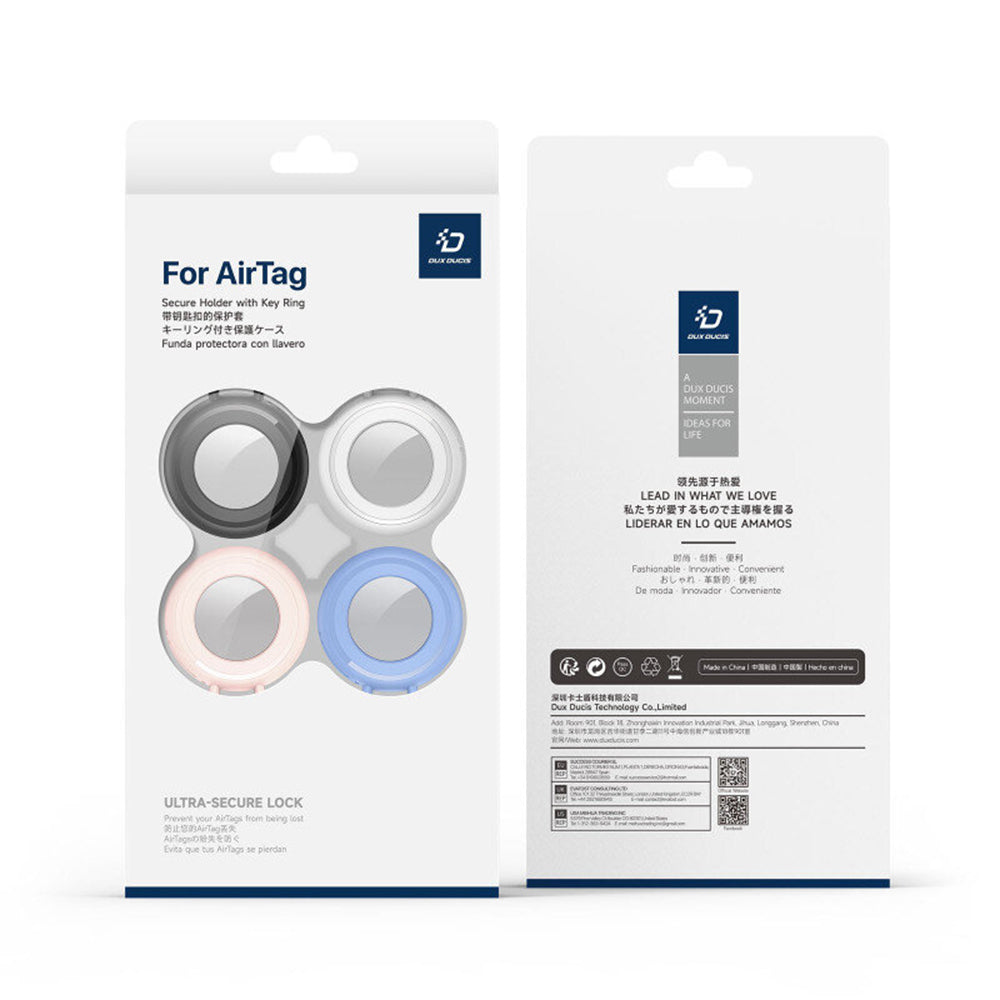 Dux Ducis Secure Case for Apple AirTag, Set of 4 pieces, Black / White / Blue / Pink