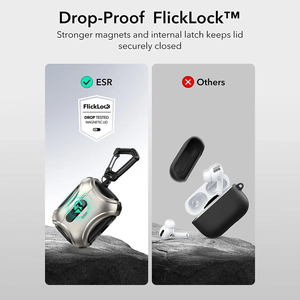 ESR Cyber FlickLock fodral för Apple AirPods Pro 3, Grå