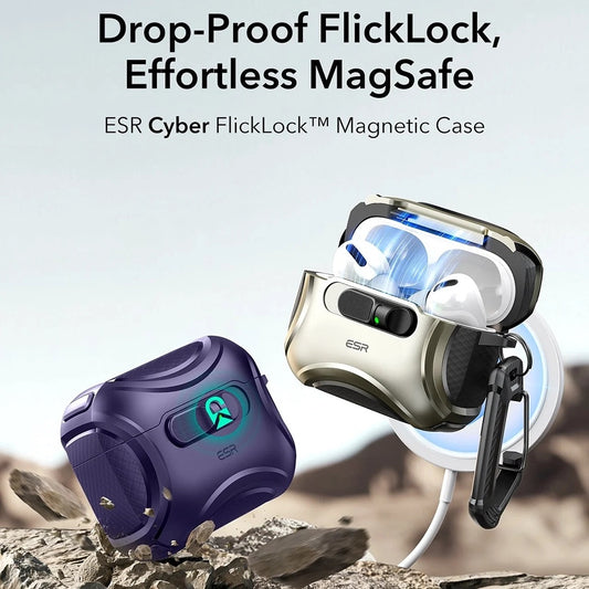 ESR Cyber FlickLock Case for Apple AirPods Pro 3, Purple