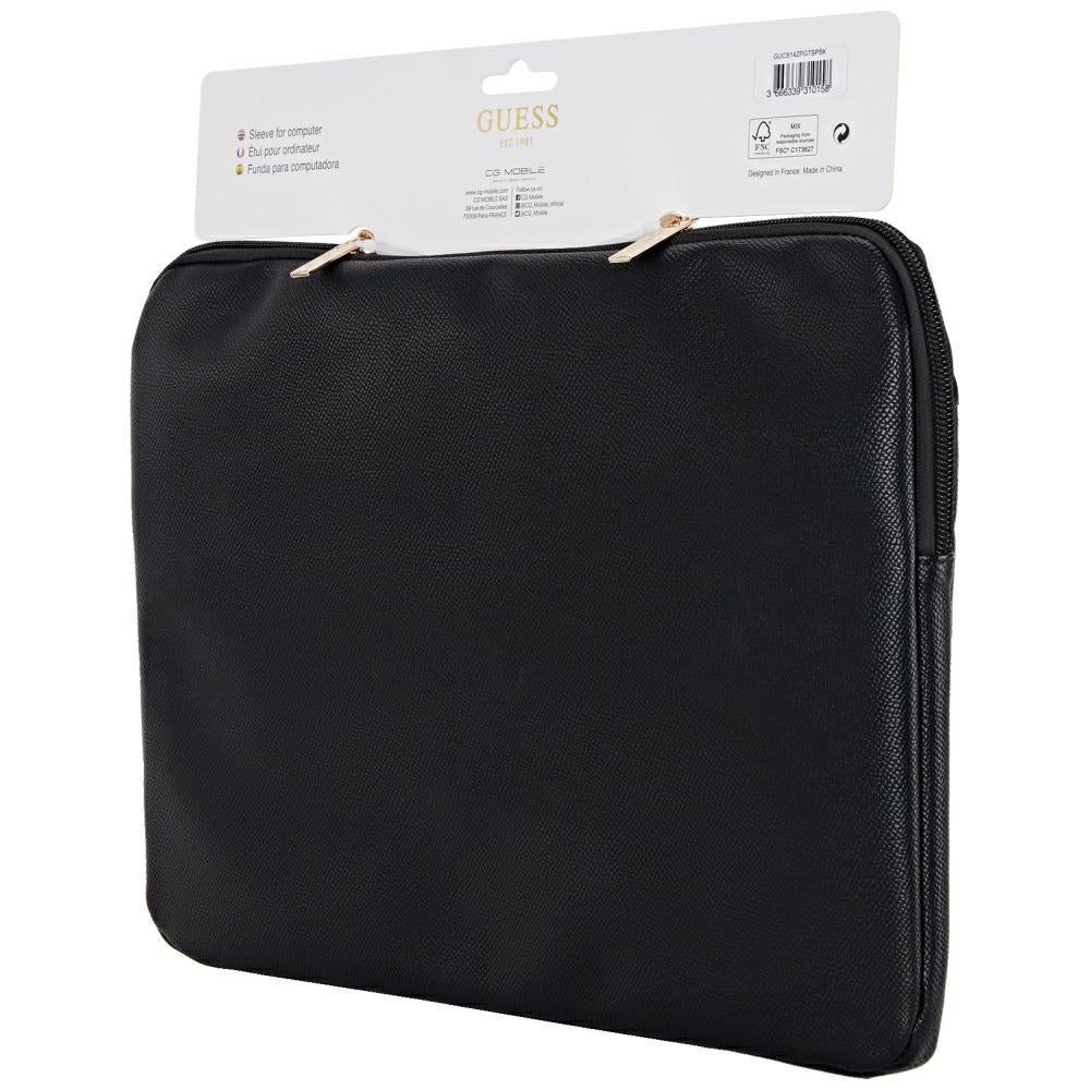 Guess Grained Triangle Logo fodral för 14-tums laptop, Svart