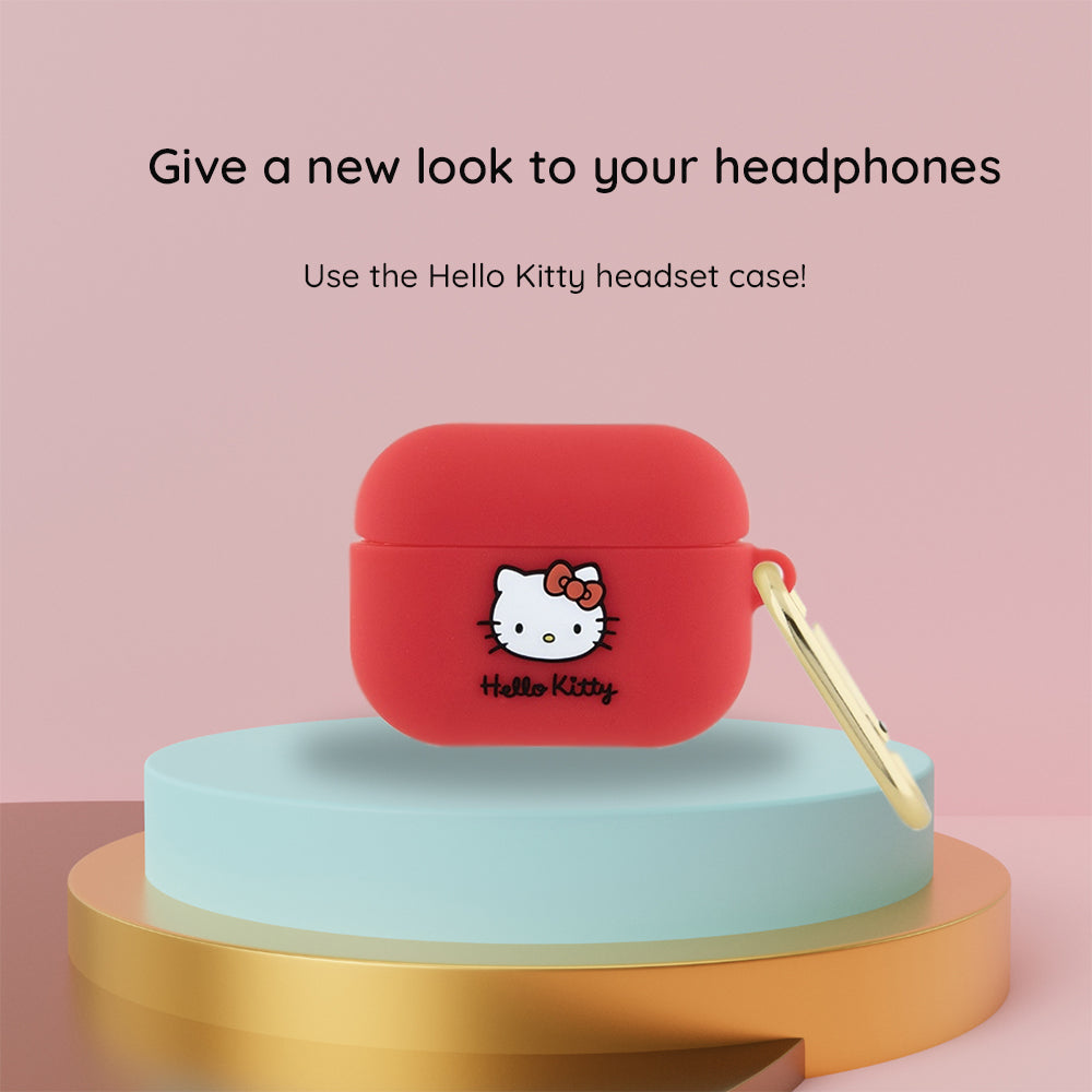 Hello Kitty 3D Kitty Head fodral för Apple AirPods Pro 2, Rosa