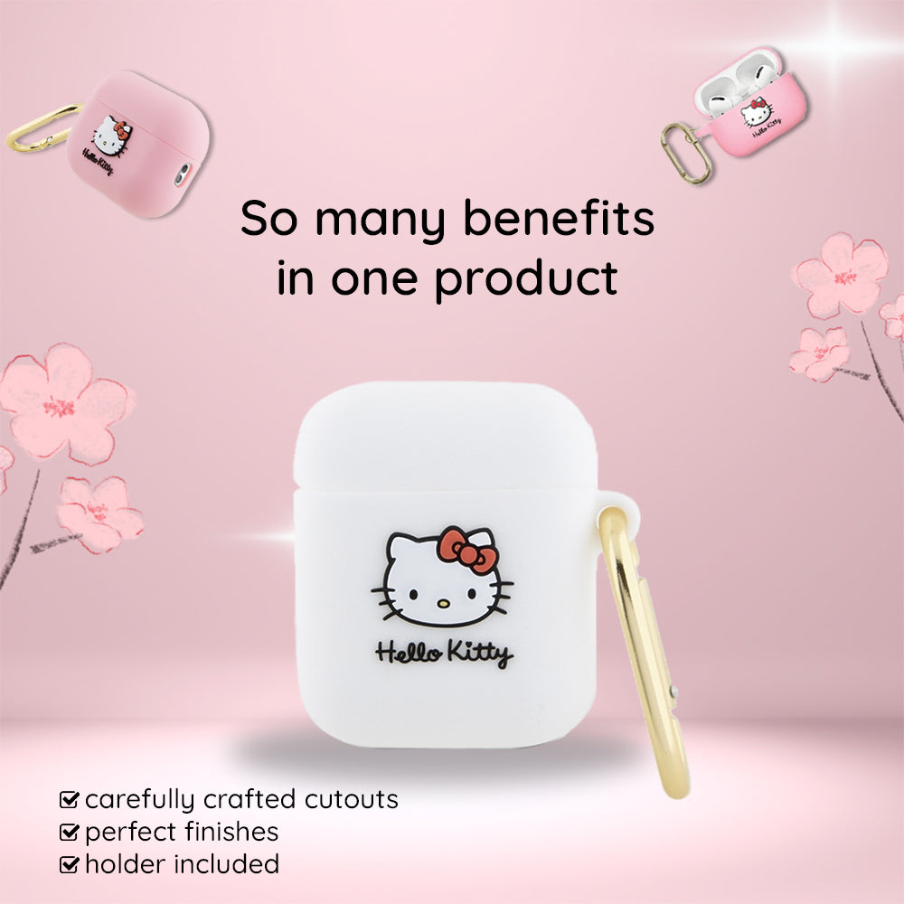 Hello Kitty 3D Kitty Head fodral för Apple AirPods Pro 2, Rosa