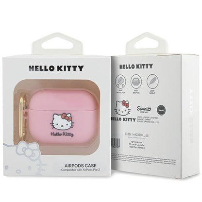Hello Kitty 3D Kitty Head fodral för Apple AirPods Pro 2, Rosa