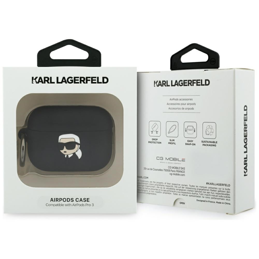 Karl Lagerfeld 3D Karl's Head fodral för Apple Airpods Pro 3, Svart
