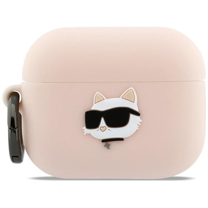 Karl Lagerfeld Silicone Choupette's Head 3D-skal för Apple AirPods Pro 3, Rosa