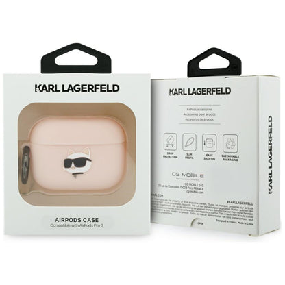 Karl Lagerfeld Silicone Choupette's Head 3D-skal för Apple AirPods Pro 3, Rosa