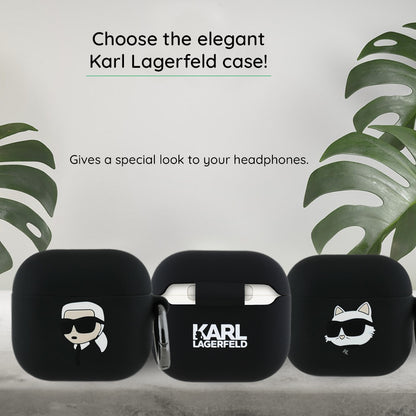 Karl Lagerfeld 3D Karl & Choupette's Heads fodral för Apple AirPods 4, Svart