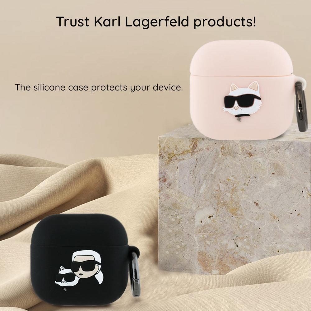 Karl Lagerfeld 3D Karl & Choupette's Heads fodral för Apple AirPods 4, Svart