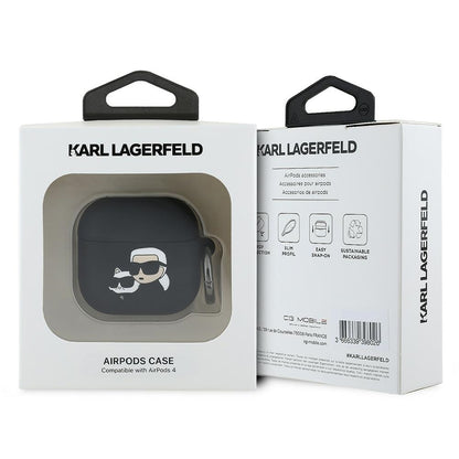 Karl Lagerfeld 3D Karl & Choupette's Heads fodral för Apple AirPods 4, Svart