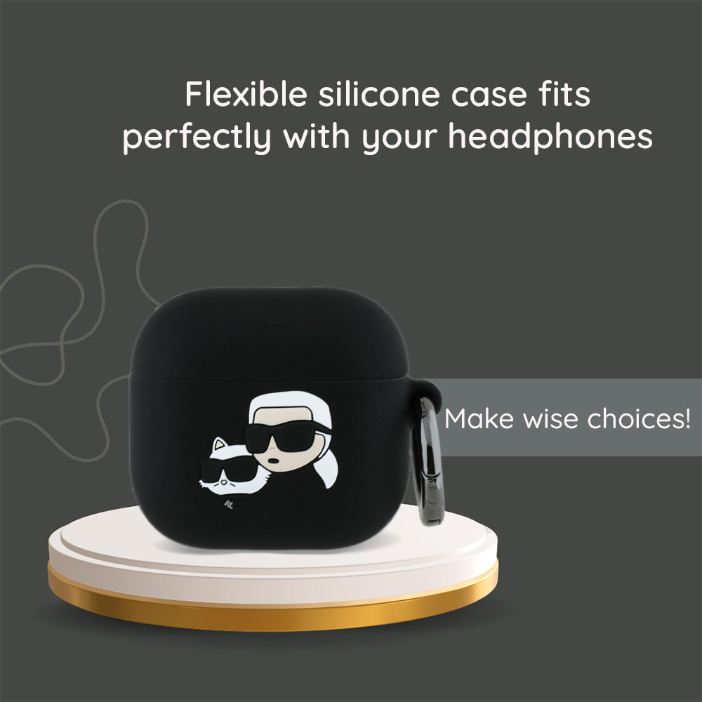 Karl Lagerfeld 3D Karl's Head fodral för Apple AirPods 4, Svart