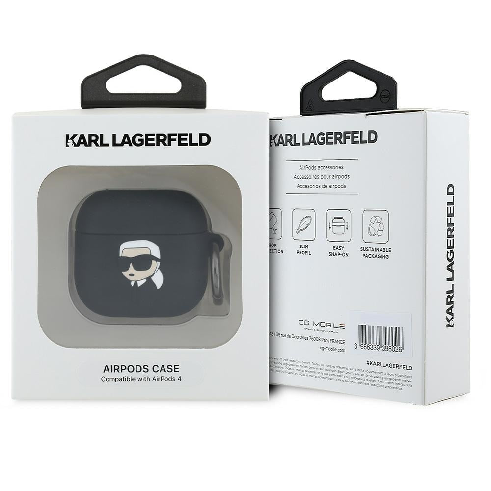 Karl Lagerfeld 3D Karl's Head fodral för Apple AirPods 4, Svart