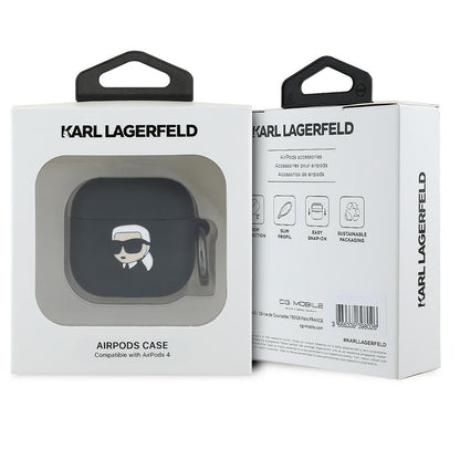 Karl Lagerfeld 3D Karl's Head fodral för Apple AirPods 4, Svart