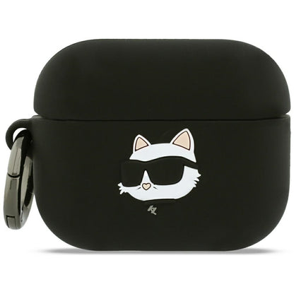 Karl Lagerfeld Silicone Choupette's Head 3D-skal för Apple AirPods Pro 3, Svart