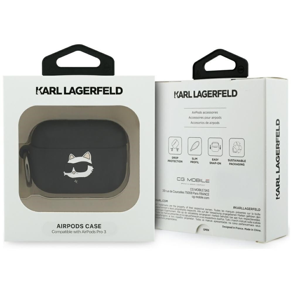 Karl Lagerfeld Silicone Choupette's Head 3D-skal för Apple AirPods Pro 3, Svart