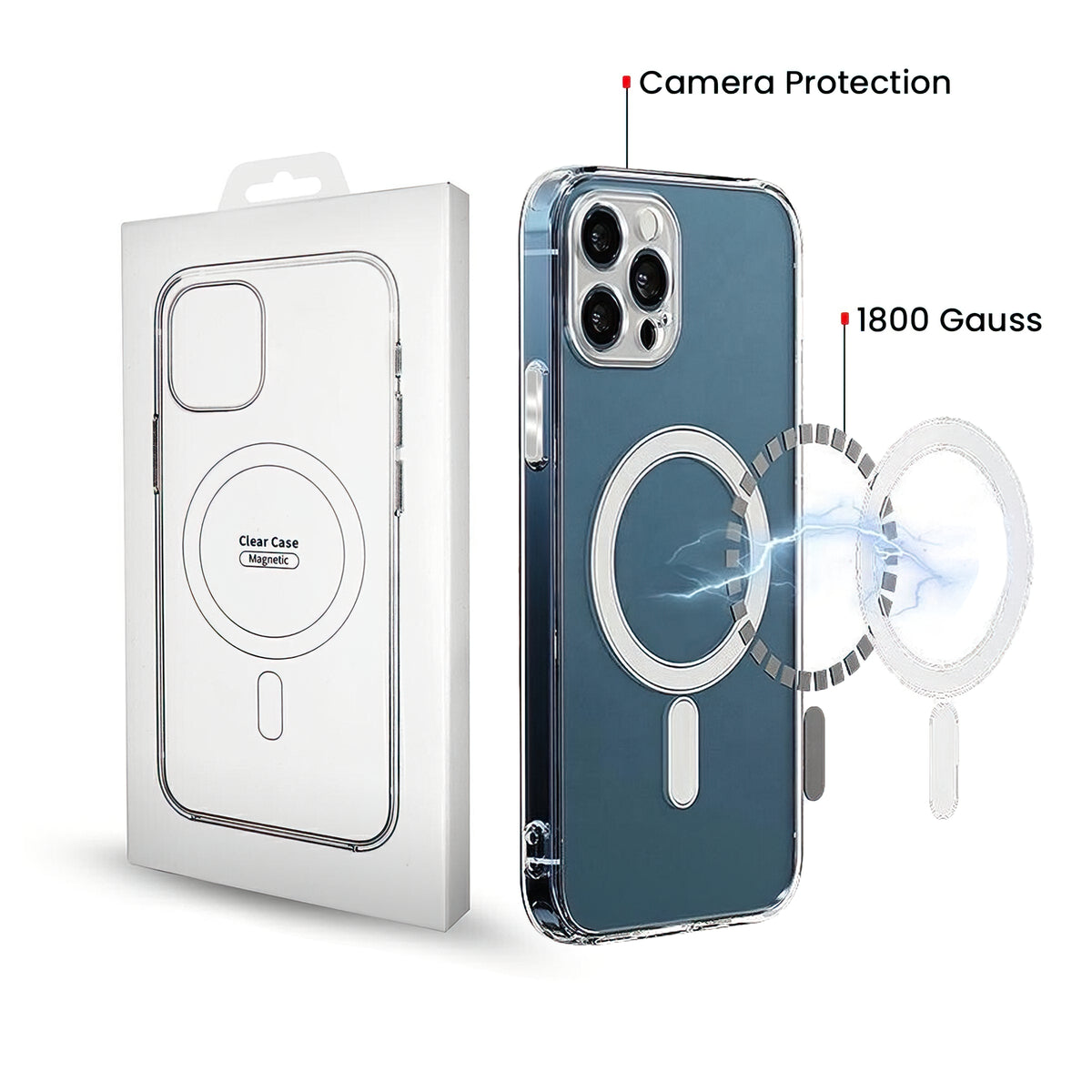 MagSafe Case for Apple iPhone 16 Pro, OEM, Clear with Camera Protection, Transparent