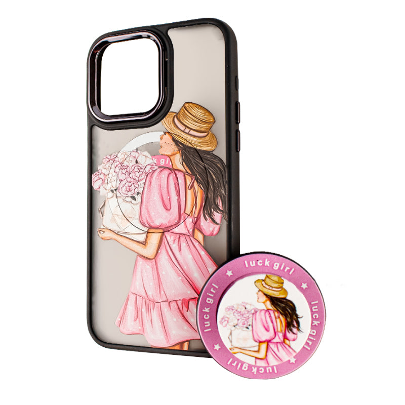 MagSafe-fodral för Apple iPhone 13 Pro Max, BOTER, MagPopsocket Luck Girl, Flerfärgad
