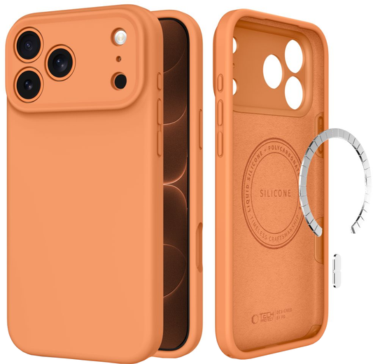 MagSafe-skal för Apple iPhone 18 Pro Max / 17 Pro Max, Tech-Protect, silikon, orange