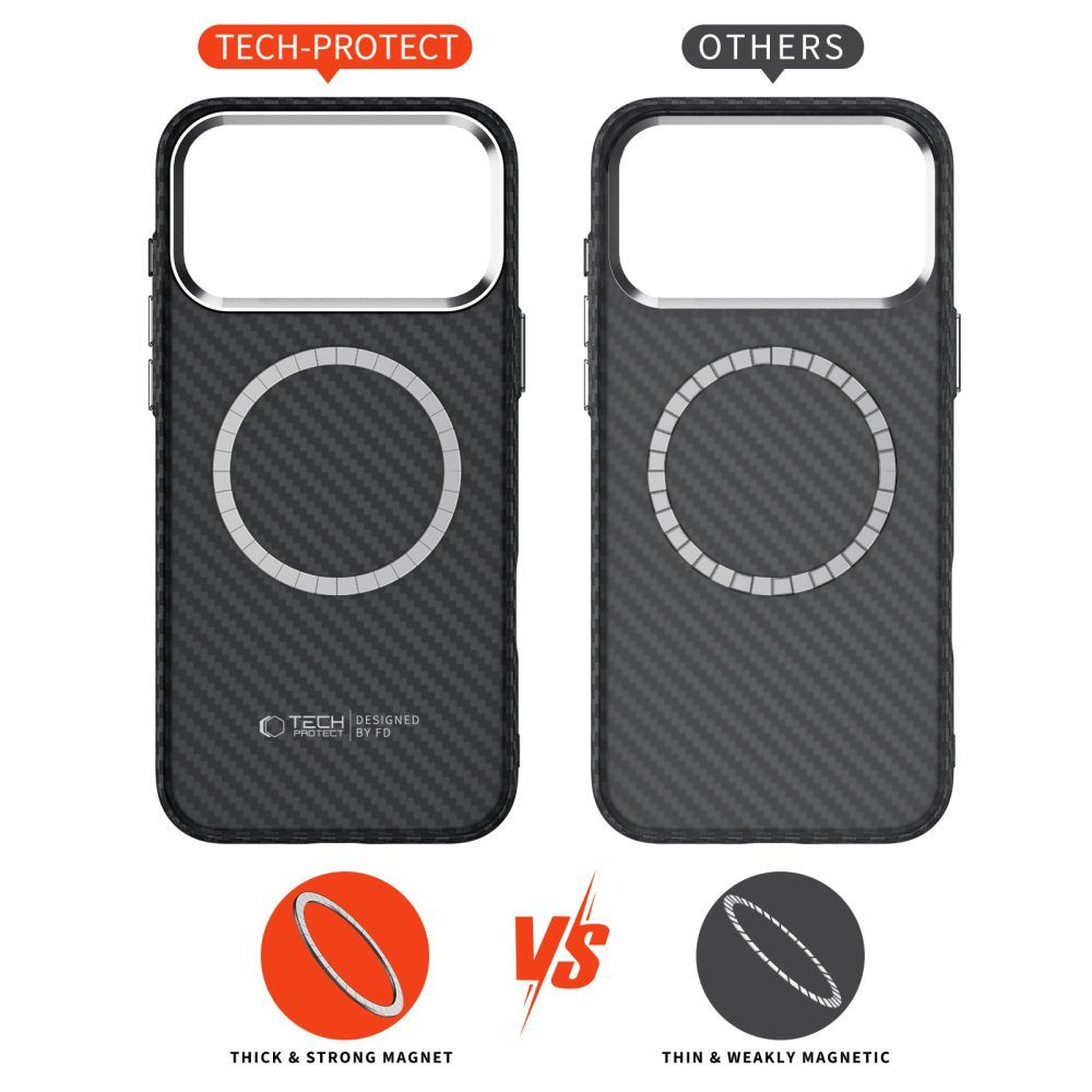 MagSafe Case for Apple iPhone 17 Pro, Tech-Protect, Ion Carbon, Black