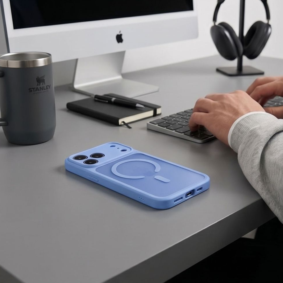 MagSafe-fodral för Apple iPhone 18 Pro / 17 Pro, Tech-Protect, BasicMag, Matt Blå