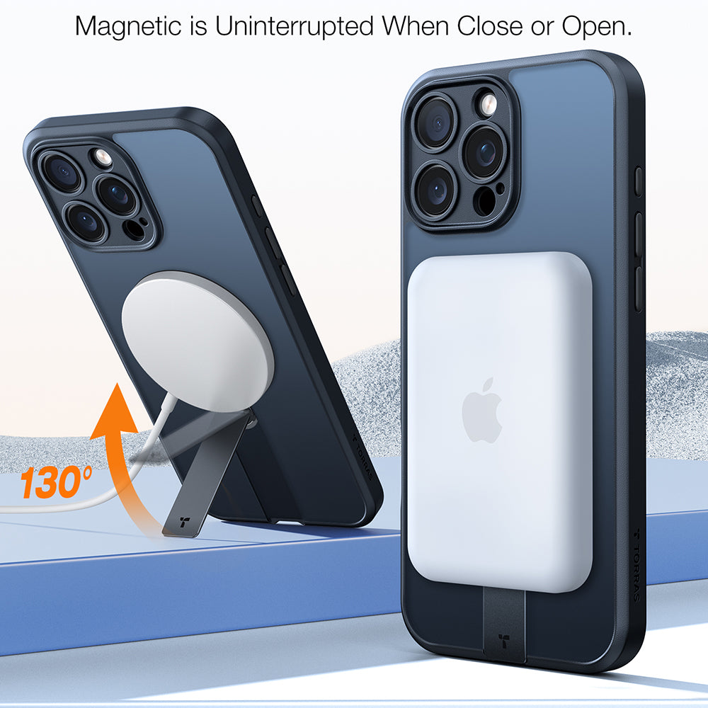 MagSafe Case for Apple iPhone 16 Pro Max, Torras, Pstand Spin, Black